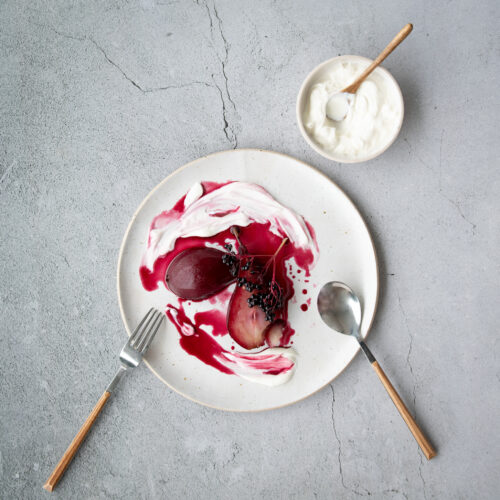 Elderberry Poached Pears - Nordic Kitchen stories